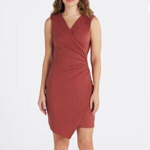 Nine Britton Marnie Fitted Ribbed Dress In Burnt Orange